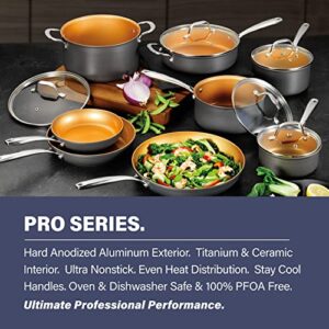 Gotham Steel Pro Pots and Pans Set Nonstick, 13 Pc Hard Anodized Kitchen Cookware Set, Induction Cookware Set, Long Lasting Nonstick, Ceramic Coated, Stay Cool Handles Dishwasher Safe, 100% Toxin Free