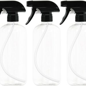 EPAuto Heavy Duty Chemical Resistant Spray Bottles with Sprayer (16 oz), Clear, 3-Pack