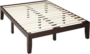 zinus moiz 14 inch wood platform bed / no box spring needed / wood slat support / dark brown, full