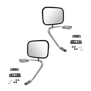 side view manual mirrors stainless steel pair set for ford f-series pickup truck