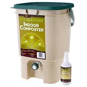 scd probiotics k200 all seasons indoor composter kit, tan bucket - 8 oz liquid bokashi