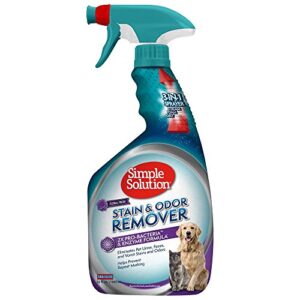 simple solution pet stain and odor remover | enzymatic cleaner with 2x pro-bacteria cleaning power | floral fresh, 32 ounces