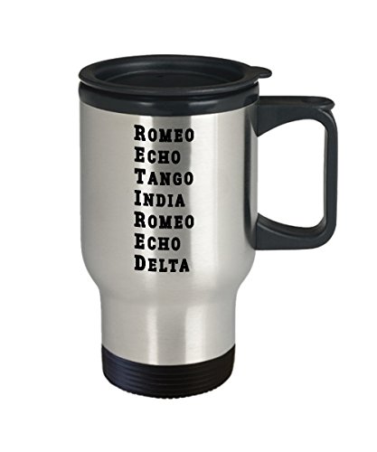 Funny Retired Military Travel Coffee Mug – US Army USA Navy Marine USAF Air Force Coast Guard Retirement - Alphabet Mug Phonetic Armed Force Police Cup