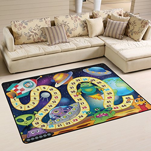 ALAZA My Daily Outer Space Theme Board Game Kids Area Rug 2 x 3 Feet, Living Room Bedroom Kitchen Decorative Lightweight Foam Printed Rug