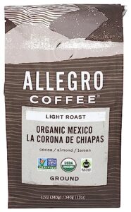 allegro coffee, organic mexico light roast ground coffee, 12 oz.