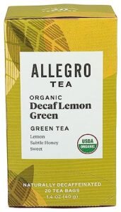 allegro tea, organic decaf lemon green tea bags, 20 ct