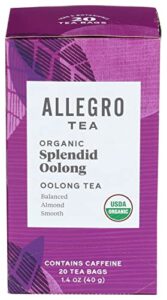 allegro tea, organic splendid oolong tea bags, 20 ct