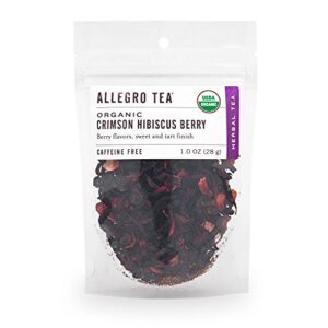 allegro tea, organic crimson hibiscus berry, loose leaf tea, 1 oz