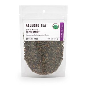 allegro tea, organic peppermint, loose leaf tea, 0.5 oz