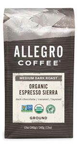 allegro coffee organic espresso sierra ground coffee, 12 oz
