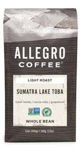 allegro coffee, coffee sumatra lake toba whole bean, 12 ounce