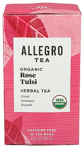 Allegro Tea, Organic Rose Tulsi Tea Bags, 20 ct