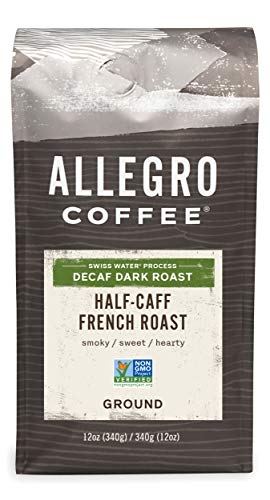 Allegro Coffee Half Caff, French Roast Ground Coffee, 12 oz