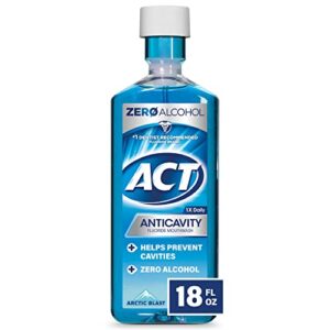 act anticavity zero alcohol fluoride mouthwash 18 fl. oz., with accurate dosing cup, arctic blast