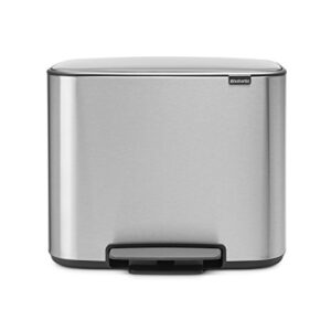 Brabantia Bo Pedal Bin - 3 x 11L Inner Buckets (Matt Steel FPP) Waste/Recycling Kitchen Bin with Removable Compartments - Free Bin Bags