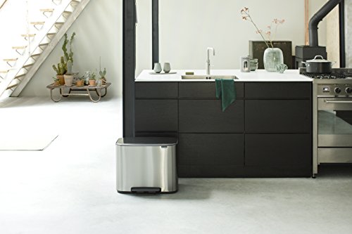 Brabantia Bo Pedal Bin - 3 x 11L Inner Buckets (Matt Steel FPP) Waste/Recycling Kitchen Bin with Removable Compartments - Free Bin Bags