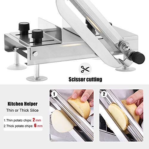 BAOSHISHAN Frozen Meat Slicer Manual Meat Slicers Stainless Steel Ginseng Cutter for Home Use Beef Mutton Roll Bacon Cheese Nougat Deli Shabu Shabu Hotpot