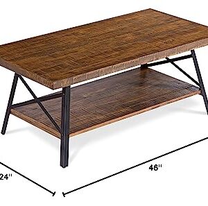 Olee Sleep Cocktail Table with Metal Legs, Rustic Brown