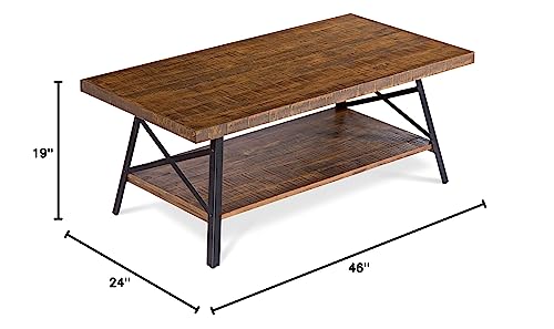 Olee Sleep Cocktail Table with Metal Legs, Rustic Brown