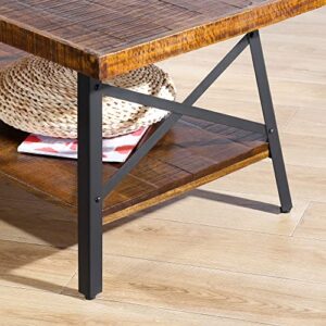 Olee Sleep Cocktail Table with Metal Legs, Rustic Brown