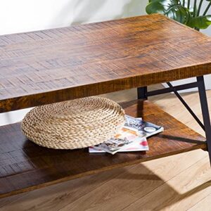 Olee Sleep Cocktail Table with Metal Legs, Rustic Brown