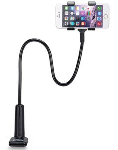 zton universal cell phone holder, universal mobile phone stand, lazy bracket, flexible long arms clip mount for iphone, lg, etc.in office bedroom desktop.(black)