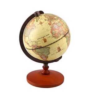 ttktk mini vintage world globe antique decorative desktop globe rotating earth geography globe wooden base educational globe wedding gift with magnifying glass