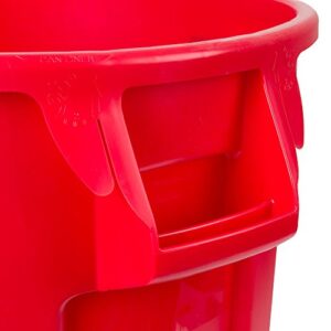 TableTop King Brute 32 Gallon Red Trash Can with Lid and Dolly