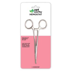 vet worthy pet hemostat - stainless steel straight hemostat to remove excess hair, burrs, thorns - professional pet grooming tool for cats and dogs