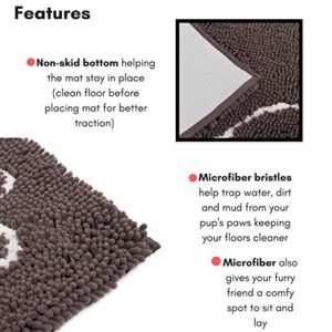 Internet's Best Chenille Dog Doormat - 60 x 30 - Absorbent Surface - Non-Skid Bottom - Protects Floors - Grey