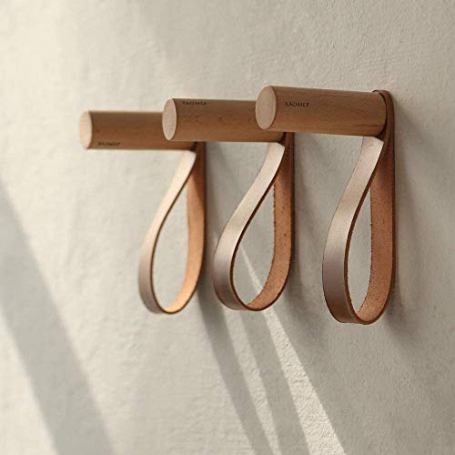 XAOMLP Wooden Coat Hooks Wall Mounted Vintage Single Organizer Hangers, Handmade Craft Hat Rack 3pcs