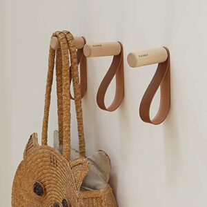 XAOMLP Wooden Coat Hooks Wall Mounted Vintage Single Organizer Hangers, Handmade Craft Hat Rack 3pcs