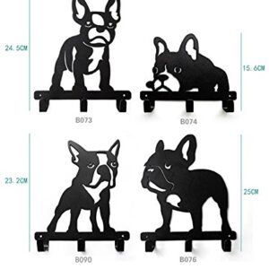 YOURNELO Cute Ironwork Puppy French Bulldog Dog Art Wall Mounted Decorative Coat Rack Hooks (A1)