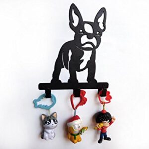 YOURNELO Cute Ironwork Puppy French Bulldog Dog Art Wall Mounted Decorative Coat Rack Hooks (A1)