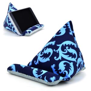 fabric phone stands, phone pillow holder for iphone x iphone 13, handmade phone bean bag cushion for desk (blue)
