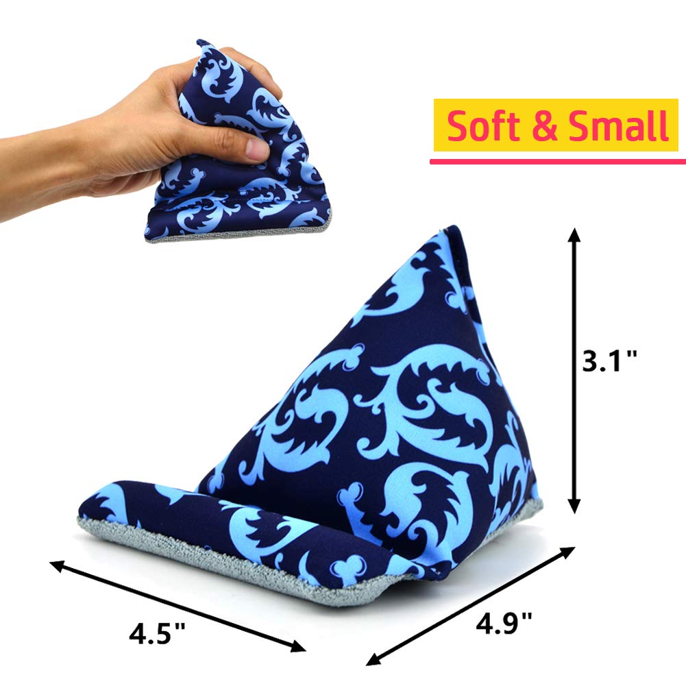 Fabric Phone Stands, Phone Pillow Holder for iPhone X iPhone 13, Handmade Phone Bean Bag Cushion for Desk (Blue)