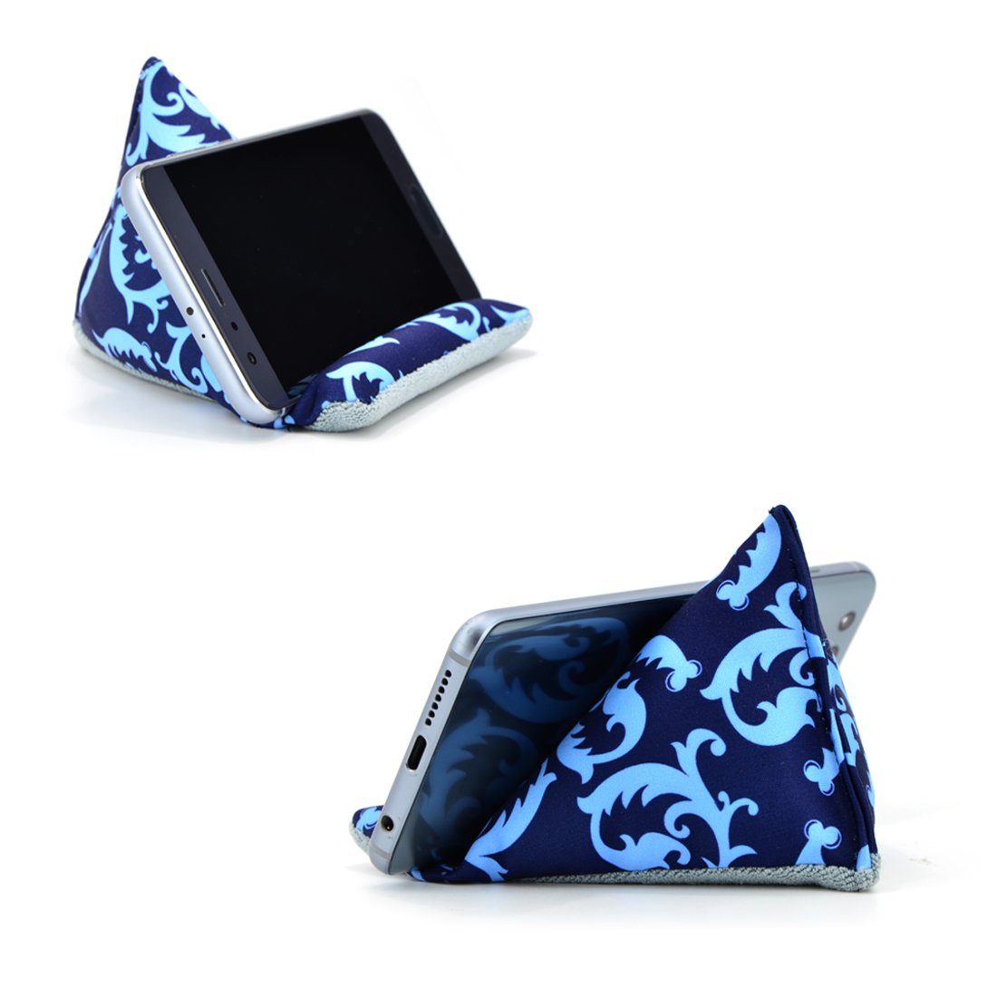 Fabric Phone Stands, Phone Pillow Holder for iPhone X iPhone 13, Handmade Phone Bean Bag Cushion for Desk (Blue)