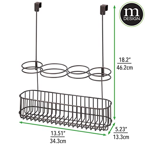 mDesign Metal Bathroom Storage Tool Organizer Accessory Basket Tray - Hang Over Cabinet Door - Storage for Hair Dryer, Straightener, Curling Iron & Hair Styling Products - Concerto Collection, Bronze