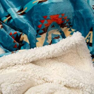 Carstens Soft Sherpa Plush Throw Blanket, Turquoise Southwest, 54" x 68" (JP528)