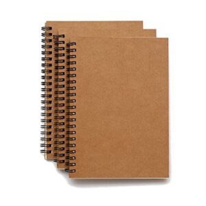 soft cover spiral sketchpad notebooks - pack of three - 8.25 inches by 5.5 inches - 100 pages, 50 sheets - perfect for travel