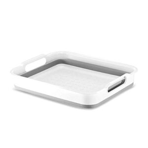 Madesmart Collapsible Dishwashing Basin with Handles, Plastic Pop-Up Dish Wash Basin for Kitchen Counters, Gray/White