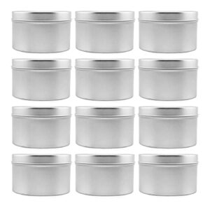 cornucopia 8-ounce round metal tins (12-pack); for candles, arts & crafts, storage & more