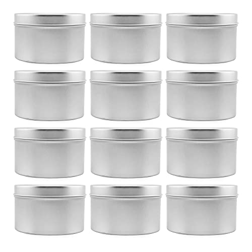 Cornucopia 8-Ounce Round Metal Tins (12-Pack); For Candles, Arts & Crafts, Storage & More