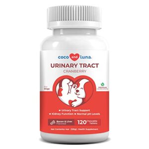 cranberry for dogs - 120 chewable tablets - urinary tract support, bladder support for dogs, dog uti, bladder stones, dog incontinence support, cranberry supplement for dogs