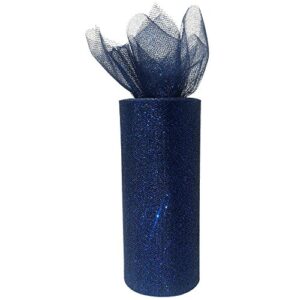 just artifacts glitter tulle fabric roll 25-yards length x 6-inch width (color: navy)