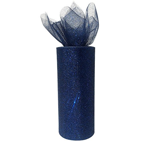 Just Artifacts Glitter Tulle Fabric Roll 25-Yards Length x 6-Inch Width (Color: Navy)