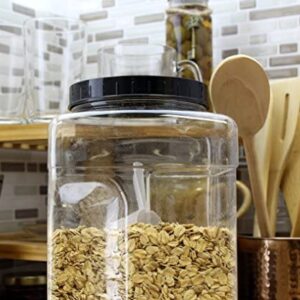 Cornucopia Square Gallon Size Clear Plastic Canisters (2-Pack); 4-Quart Jar Grip Containers w/ Plastic Scoops; BPA-Free