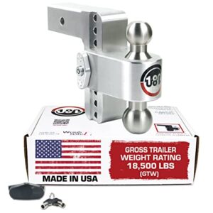 Weigh Safe Adjustable Trailer Hitch Ball Mount - 6" Adjustable Drop Hitch for 2.5" Receiver - Premium Heavy Duty Aluminum Trailer Tow Hitch w/ Stainless Steel Tow Balls (2" & 2 5/16") - 18,500 GTW