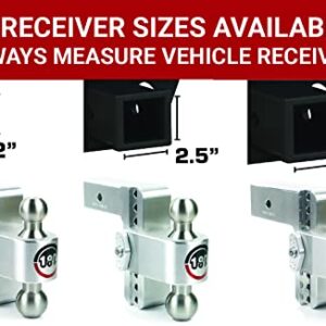 Weigh Safe Adjustable Trailer Hitch Ball Mount - 6" Adjustable Drop Hitch for 2.5" Receiver - Premium Heavy Duty Aluminum Trailer Tow Hitch w/ Stainless Steel Tow Balls (2" & 2 5/16") - 18,500 GTW
