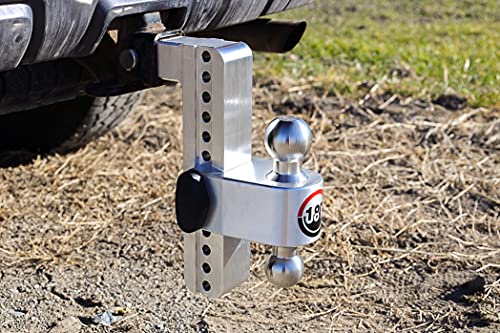 Weigh Safe Adjustable Trailer Hitch Ball Mount - 6" Adjustable Drop Hitch for 2.5" Receiver - Premium Heavy Duty Aluminum Trailer Tow Hitch w/ Stainless Steel Tow Balls (2" & 2 5/16") - 18,500 GTW